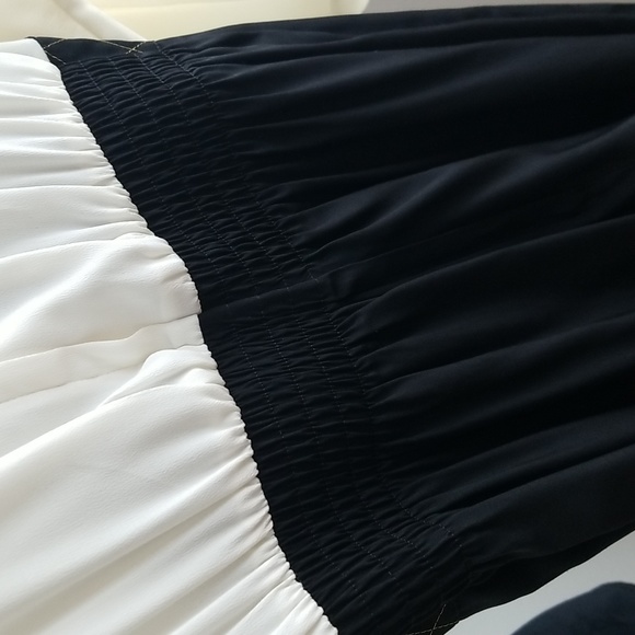 JOAN WALTERS 1990s Sheer Top Jumpsuit 10 Ivory Black - Picture 8 of 9